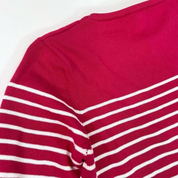 Pura Cashmere Sweater Womens Medium Red White Stripes Knitted Pullover - Picture 9 of 9